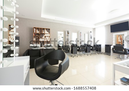 Hairdressing procedures concept. Barber workplace, indoor