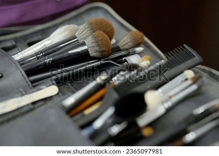 Similar – Image, Stock Photo Set of makeup supplies on table
