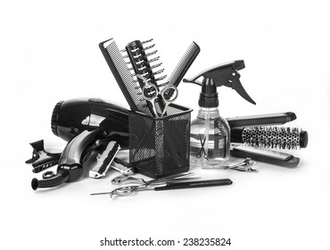 Hairdressing Tools On White Background