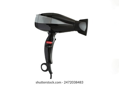 Hairdryer for hairdresser salon, barbershop or home usage. Electric barber tool for drying hair and hairdo isolated on white background - Powered by Shutterstock