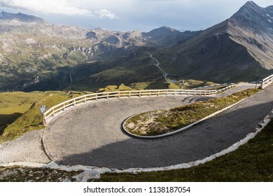 Hairpin turn on the road leading to the very to of the Grossglockner pass in the alps in Austria