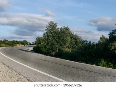 Hairpin Turn On A Vegetated Road