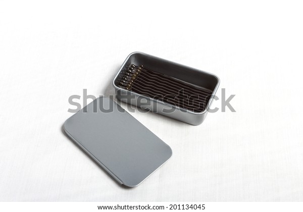 Hairpins Stainless Steel Box Isolated On Stock Photo Edit Now