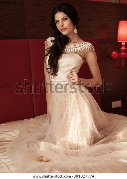 Hairstyle Beautiful Brunette Bride Girl Long Stock Photo Edit Now