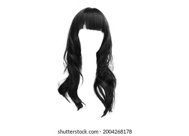 Hairstyle black hair wig with white background picture