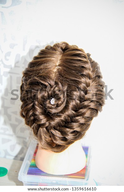 Hairstyle Braided Pigtails On Head Female Stock Photo Edit