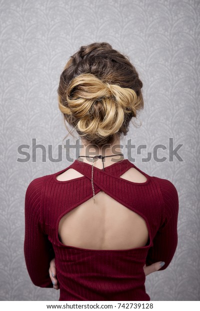 Hairstyle Delicate Bun On Ombre Hair Stock Photo Edit Now 742739128