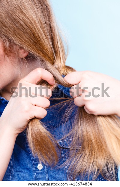 Hairstyle Hairdo Haircare Concept Blonde Woman Stock Photo Edit