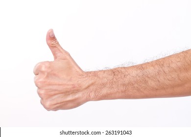 Hairy Man's Hand Giving Thumb Up Gesture