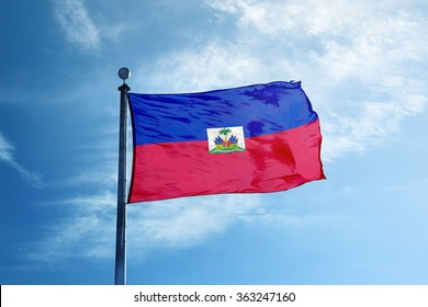 Haiti flag on the mast
