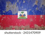 Haiti flag and paint cracks. Prison concept with border image. Haiti is currently heading toward recession. Inflation. employment. economic recession. Double exposure hologram