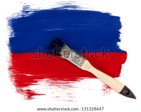 Haiti. Haitian flag  painted with brush over it