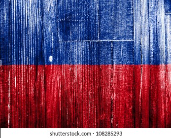 The Haitian Flag Painted On Wooden Pad