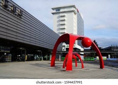 HAKODATE, JAPAN - NOVEMBER 15, 2019: Hakodate Station In The Autumn Day Where Is A Railway Station In Hakodate That Operated By The Hokkaido Railway Company.