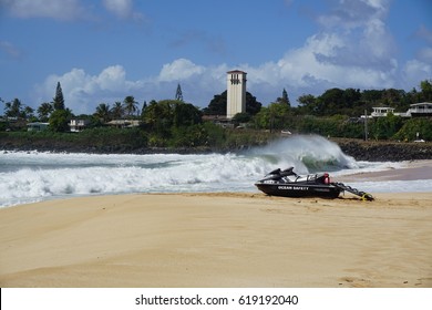 Haleiwa Alii Beach During High Surf Warnings