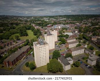 HALESOWEN, UK - 2022: Aerial View Of Council Flats In Halesowen UK West Midlands