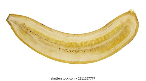 Half Banana Isolated On White, Clipping Path  