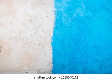 Half blue   old concrete wallpaper and rough surface texture