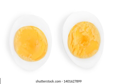 Half Boiled Egg Isolated On White Background. Top View.