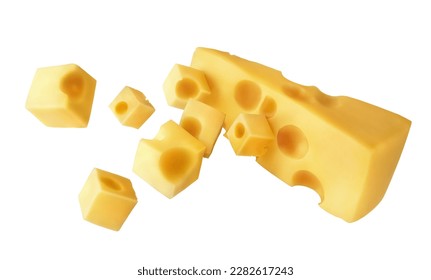 Half of cheese with different pieces of cheese set - Shutterstock ID 2282617243