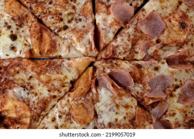 Half Cheese And Half Ham And Cheese Pizza Texture