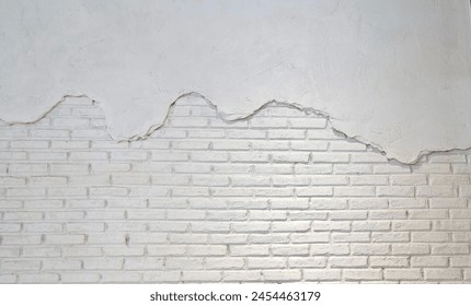 Half concrete and half brick wall background, Retro white texture wall background, wall, brick wall, copy spaace - Powered by Shutterstock