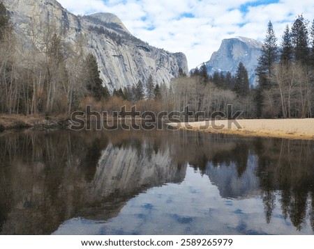 Half dome reflected in the merced river