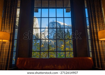 Half Dome Seen Through A Window At The Ahwahnee Hotel