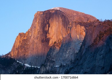 Half Dome With A Warm Sunset