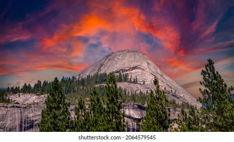 Half Dome In Yosemite National Park At Sunset