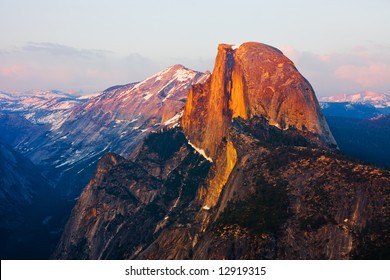 Half Dome In Yosemite At Sunset