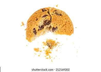 Half eaten chocolate chips cookie isolated on white background - Powered by Shutterstock