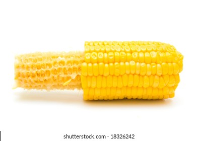 Half Eaten Corn On White