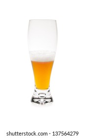 Half Empty Beer Glass Without Foam On Glass