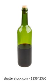 Half Empty Red Wine Bottle Isolated On White