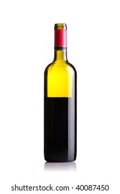 Half Empty Red Wine Bottle Isolated On White