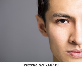 Half Face Of Handsome Young Men 