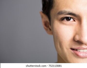 half face of Handsome young men 