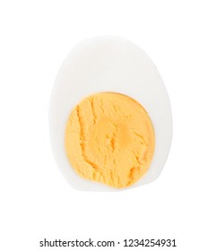 Half Of Hard Boiled Egg On White Background