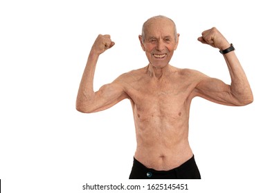 Photo de stock Half Lenght Portrait Happy Shirtless Old 1625145448