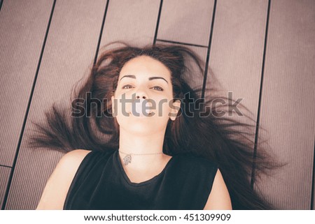 Image, Stock Photo woman in irreverent pose