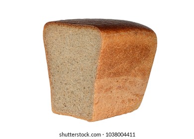 Half a loaf of black rye bread isolated on white background - Shutterstock ID 1038004411