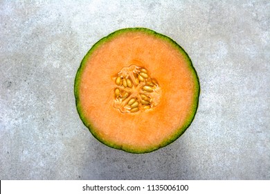 Half Of Melons, Orange Cantaloupe Melon Slice