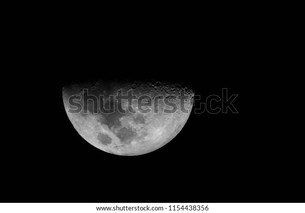 Half moon background / The Moon is an astronomical\
body that orbits planet Earth and is Earth\'s only permanent natural\
satellite. It is the fifth-largest natural satellite in the Solar\
System