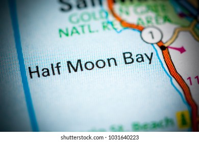 Half Moon Bay. California. USA on a map.