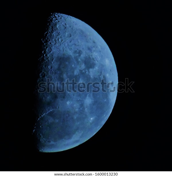 half moon in blues and
black