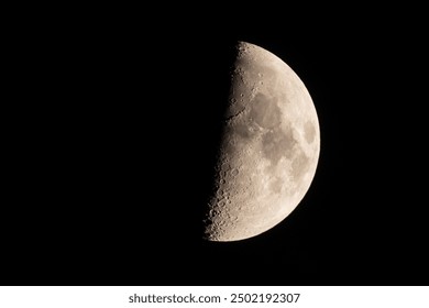 Half moon (first quarter). Copy space. - Powered by Shutterstock