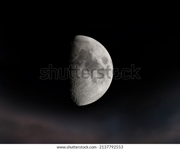 A half moon from the ground
