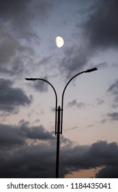 Half Moon Sky Cloud With Light Lamp