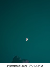 half moon with the sunset cloud